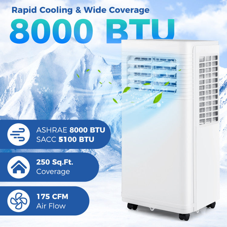 8000/9000 BTU Portable Air Conditioner 3 in 1 AC Unit with Fan and Dehumidifier