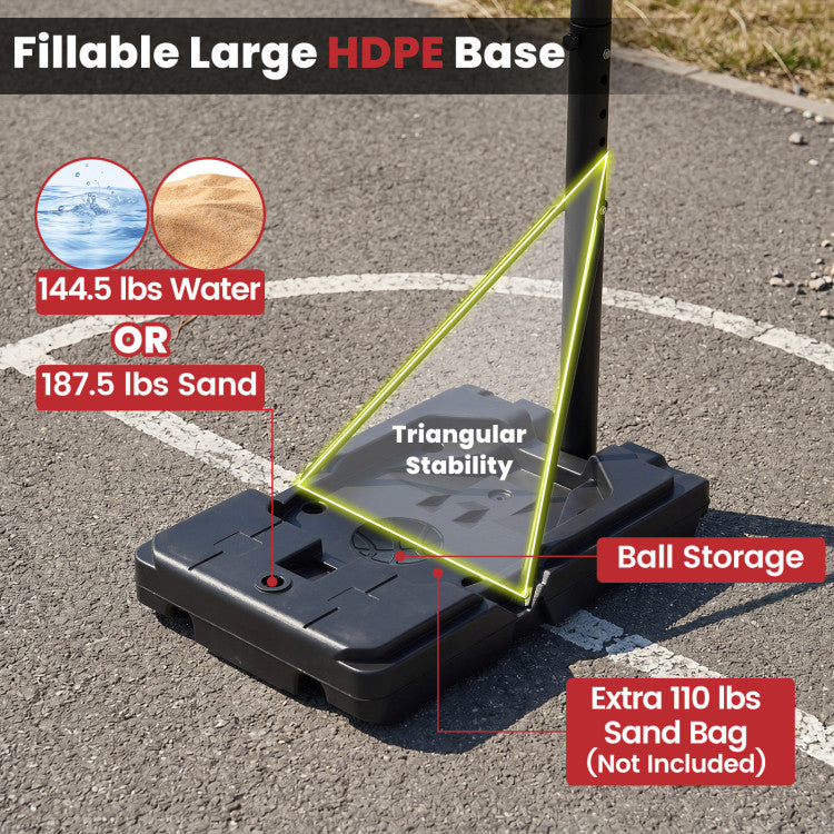 Portable Basketball Hoop with 4.43-10 Ft Adjustable Height