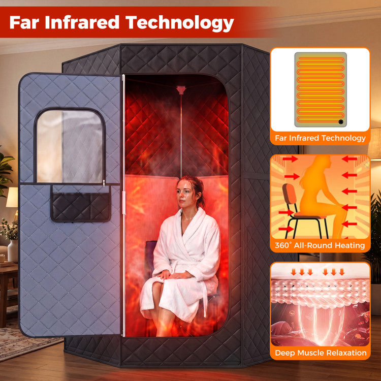 Portable Far Infrared Sauna Box for Home Full Body Sauna Tent
