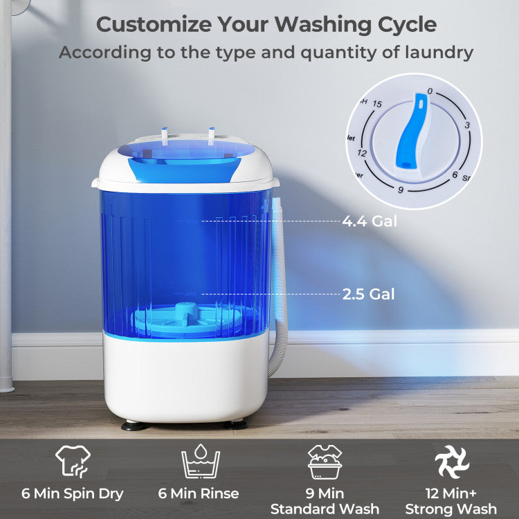 Portable Mini Semi-automatic Washing Machine with Spin Tub and Drain Hose 2.5 kg Capacity