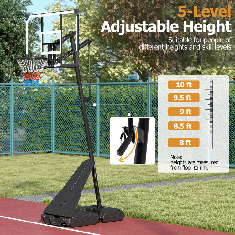 Portable Outdoor Basketball Hoop 8-10 FT Height Adjustable Basketball Goal System