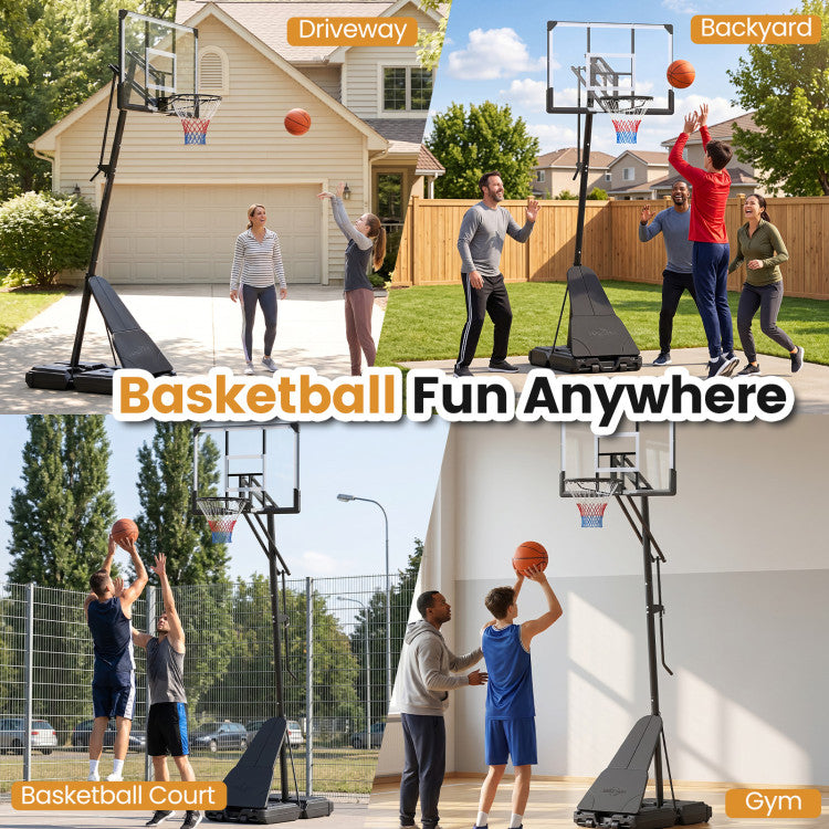 Portable Outdoor Basketball Hoop 8-10 FT Height Adjustable Basketball Goal System