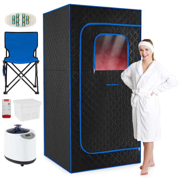 Portable Steam Sauna Box with 3L/1200W Fast-Heat Steamer and 15-Level Temperature