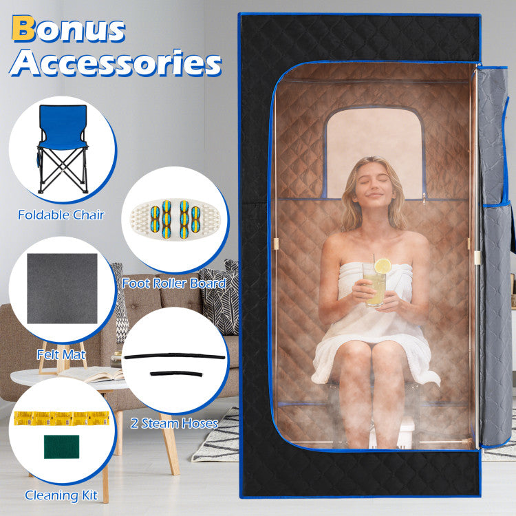 Portable Steam Sauna Box with 3L/1200W Fast-Heat Steamer and 15-Level Temperature