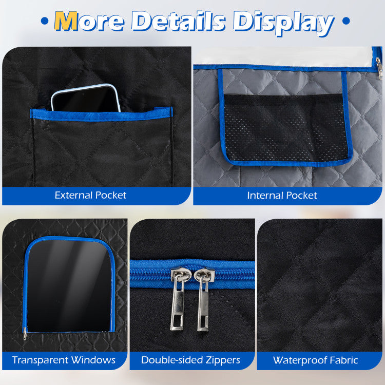 Portable Steam Sauna Box with 3L/1200W Fast-Heat Steamer and 15-Level Temperature