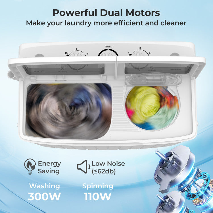 20 lbs Portable Washing Machine with Built-in Gravity Drain
