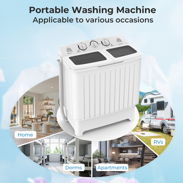 20 lbs Portable Washing Machine with Built-in Gravity Drain