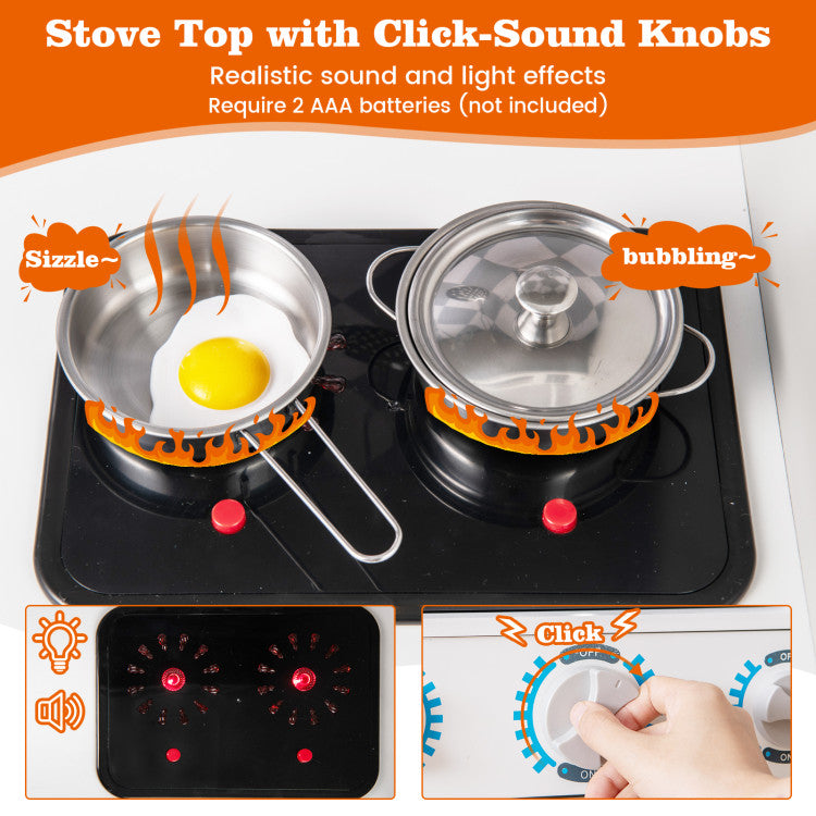 Pretend Play Kitchen for Kids Aged 3+ with Real Sounds and Lights