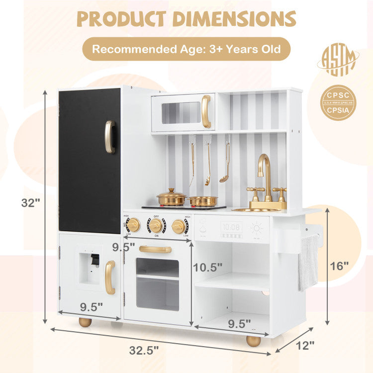 Pretend Play Kitchen for Kids with Real Sounds and Lights