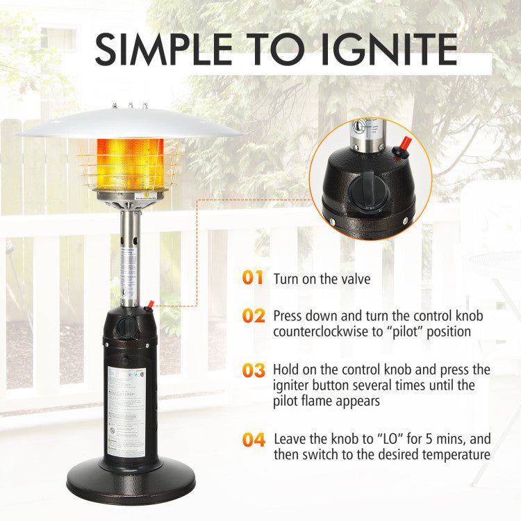 13000 BTU Portable Tabletop Propane Patio Standing Heater