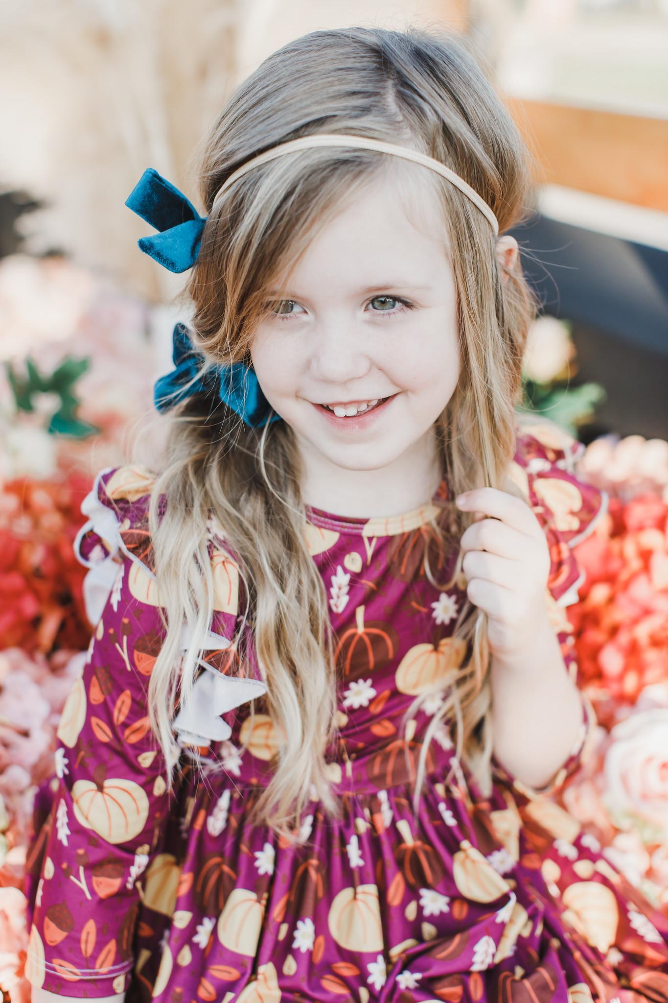 Pumpkin Patch 3/4 Sleeve Ruffle Twirl Dress