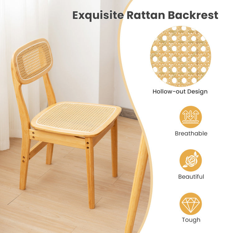Set of 2 Rattan Dining Chairs with Simulated Rattan Backrest