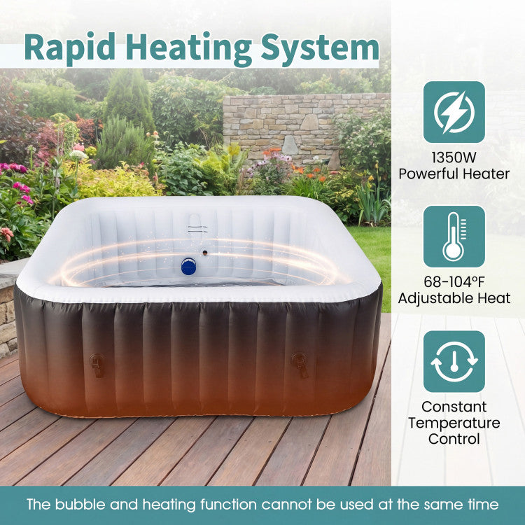 Rectangular Blowup Pool Hottub with 130 Air Jets for 4-6 Person
