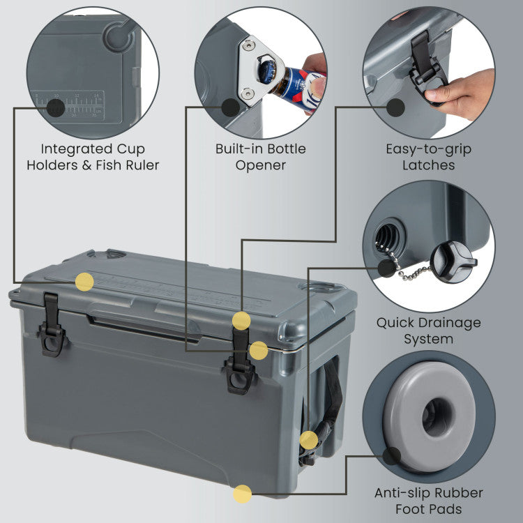 Rotomolded Cooler with Integrated Cup Holders and Bottle Opener