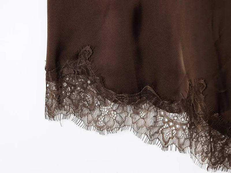 Aria Asymmetric Lace Slip Dress – Elegant Black Backless Mini