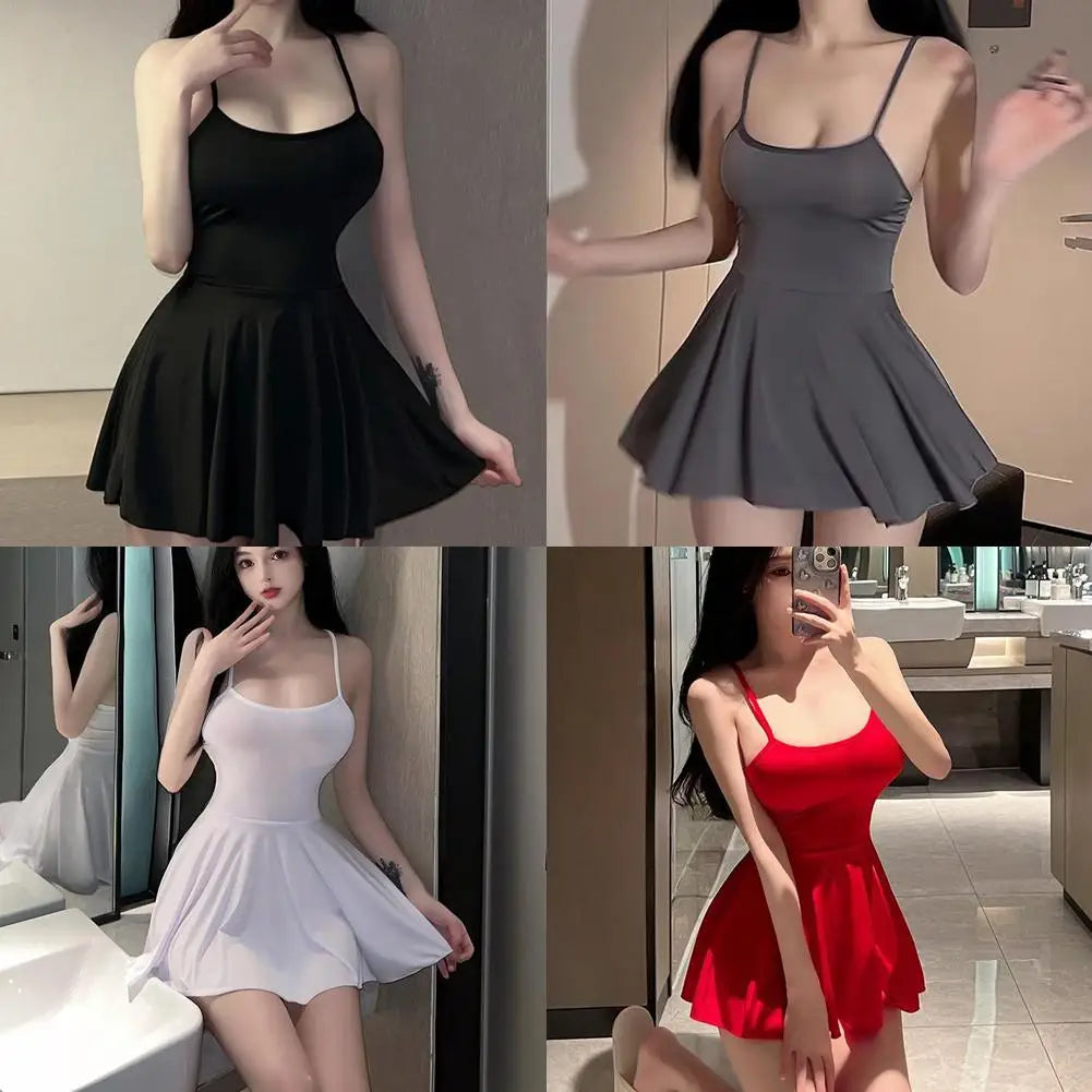 Allure Pleated Micro Mini Dress – Flirty Backless Nightdress & Clubwear