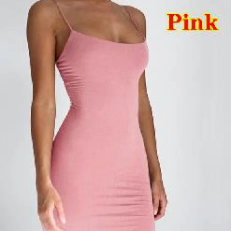 Women's Summer Spaghetti Strap Bodycon Mini Dress - Sexy Club Party Camisole Sheath Sundress