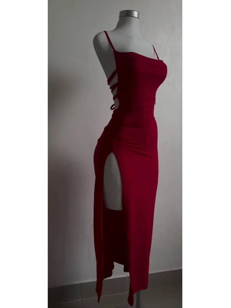 Women's Summer Halter Strap Bodycon Dress - Sexy Spice Girl Style Slim Fit Bag Hip Club Mini Dress
