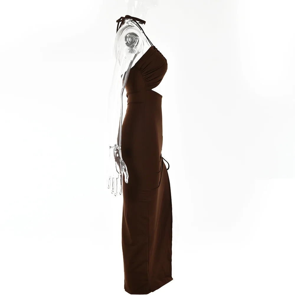Women's Sexy Sleeveless Backless Midi Dress - Slim Fit Night Club Party Bodycon Vestidos Elegantes
