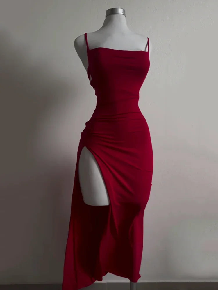 Women's Summer Halter Strap Bodycon Dress - Sexy Spice Girl Style Slim Fit Bag Hip Club Mini Dress