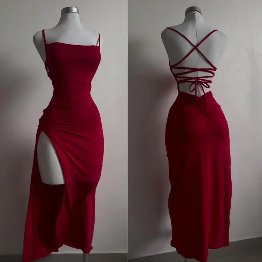 Women's Summer Halter Strap Bodycon Dress - Sexy Spice Girl Style Slim Fit Bag Hip Club Mini Dress