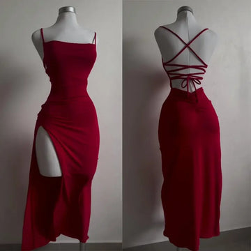 Women's Summer Halter Strap Bodycon Dress - Sexy Spice Girl Style Slim Fit Bag Hip Club Mini Dress