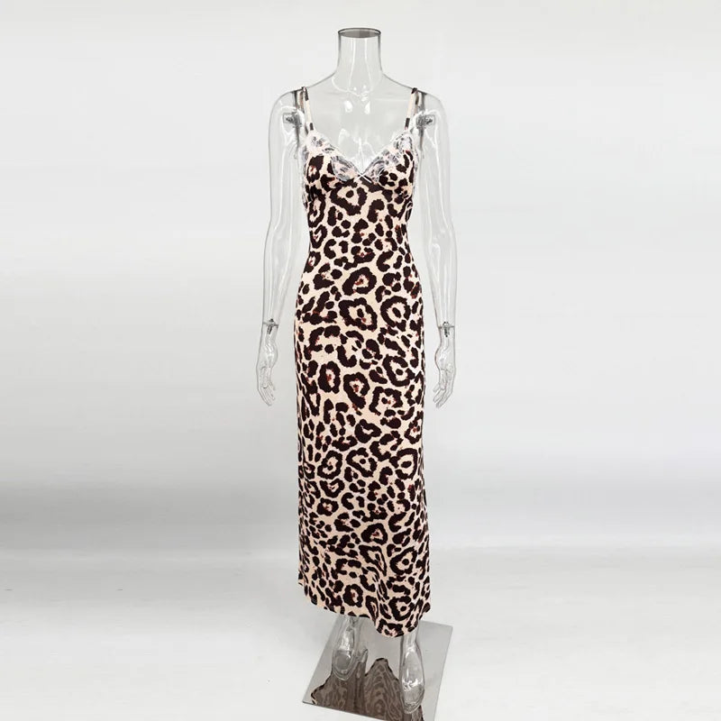 Tossy Contrast Lace V-Neck Patchwork Maxi Dress - Sexy Backless High Waist Slim Spaghetti Strap Party Long Dress