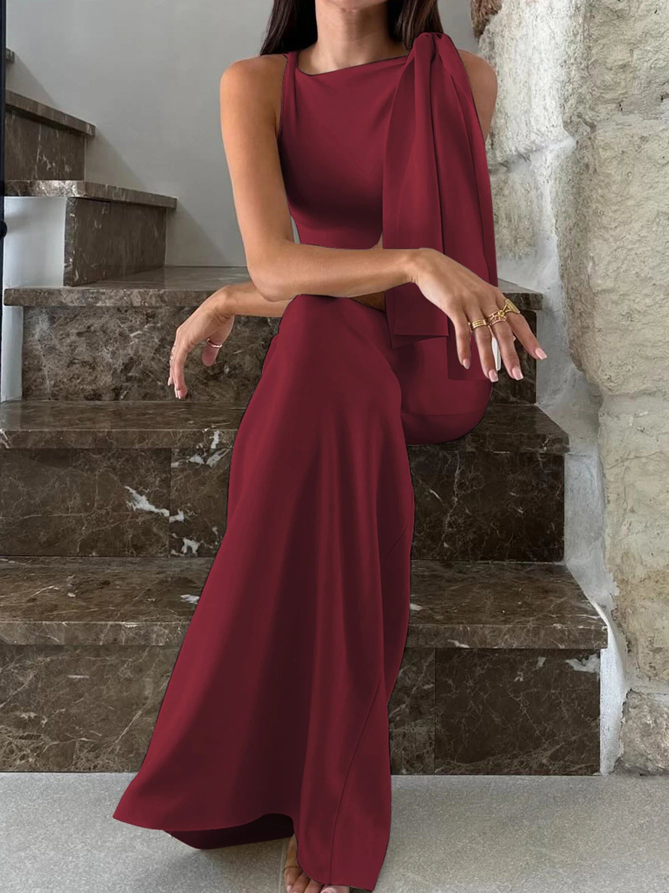 Product Title Hugcitar Solid O-Neck Sleeveless Patchwork Bodycon Maxi Dress - Sexy Summer Prom, Party & Y2K Festival Clubwear