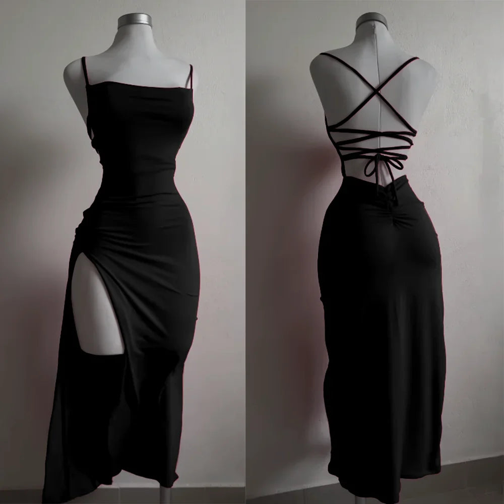 Women's Summer Halter Strap Bodycon Dress - Sexy Spice Girl Style Slim Fit Bag Hip Club Mini Dress