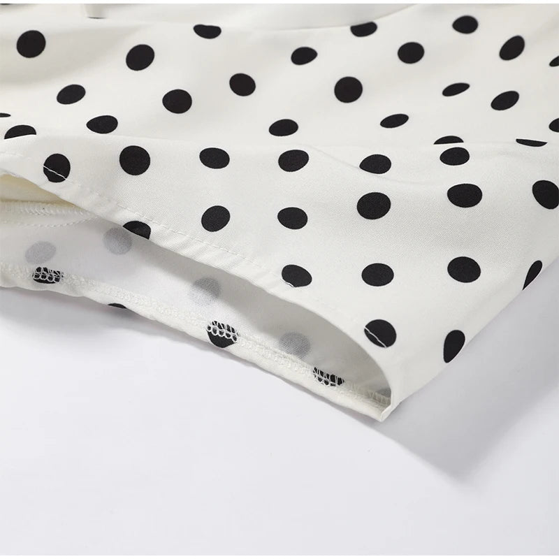 Women's Summer Hollow-Out Polka Dot Mini Dress - Sexy Slimming Hip-Package Party Dress with Belt & Zipper
