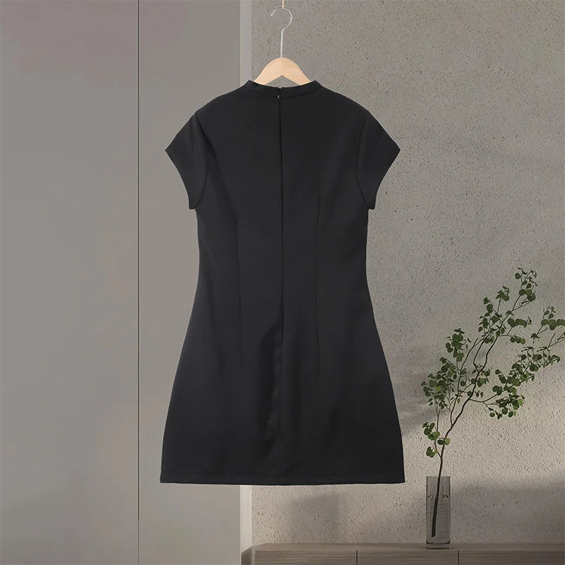 Women's Summer Hollow-Out Polka Dot Mini Dress - Sexy Slimming Hip-Package Party Dress with Belt & Zipper