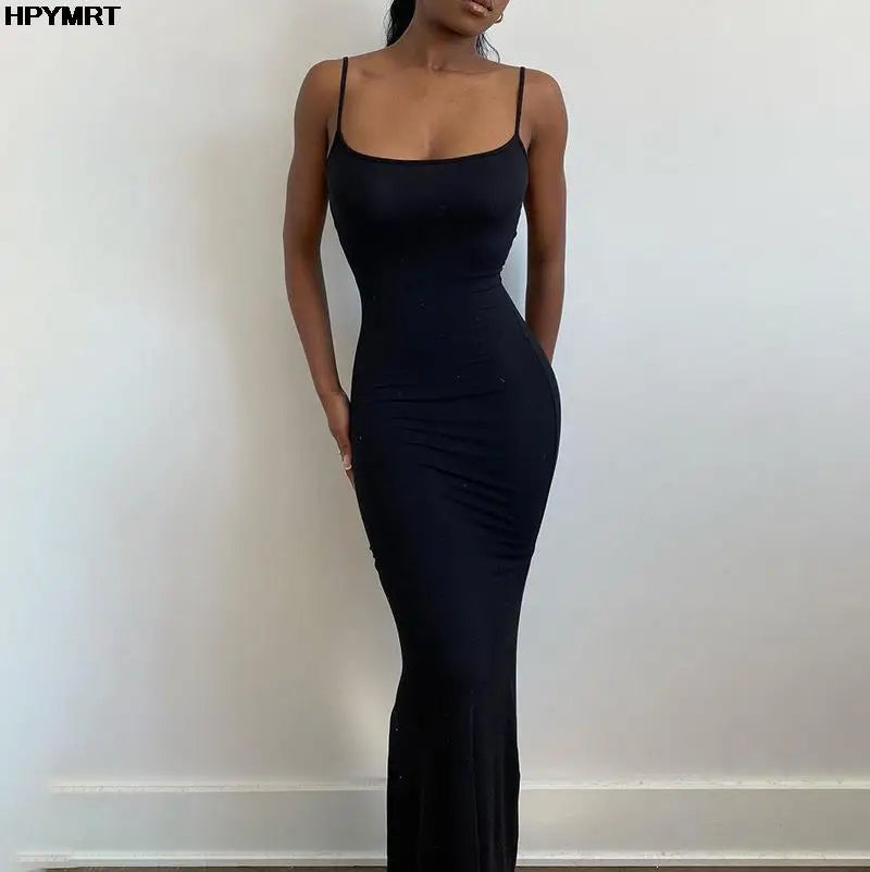 Serena Backless Satin Maxi Dress – Elegant Floor-Length Bodycon Slip