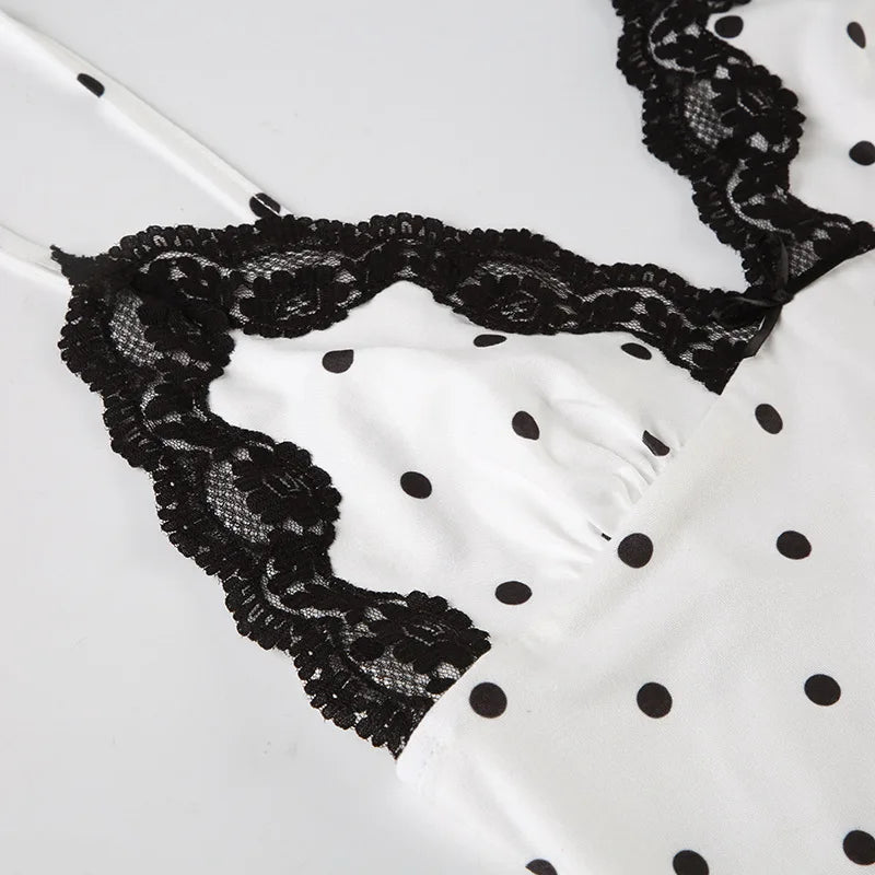 Tossy Contrast Lace V-Neck Patchwork Maxi Dress - Sexy Backless High Waist Slim Spaghetti Strap Party Long Dress