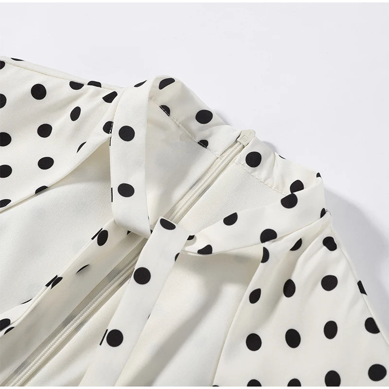 Women's Summer Hollow-Out Polka Dot Mini Dress - Sexy Slimming Hip-Package Party Dress with Belt & Zipper