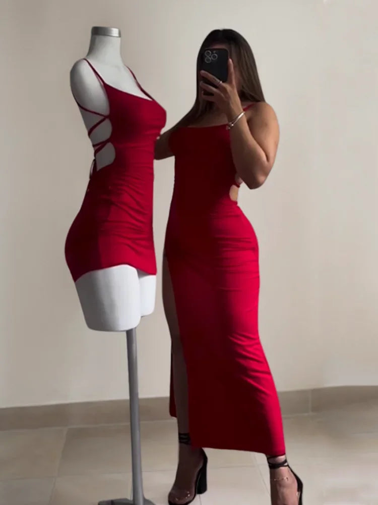 Women's Summer Halter Strap Bodycon Dress - Sexy Spice Girl Style Slim Fit Bag Hip Club Mini Dress