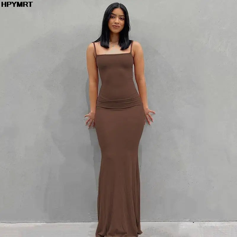 Serena Backless Satin Maxi Dress – Elegant Floor-Length Bodycon Slip