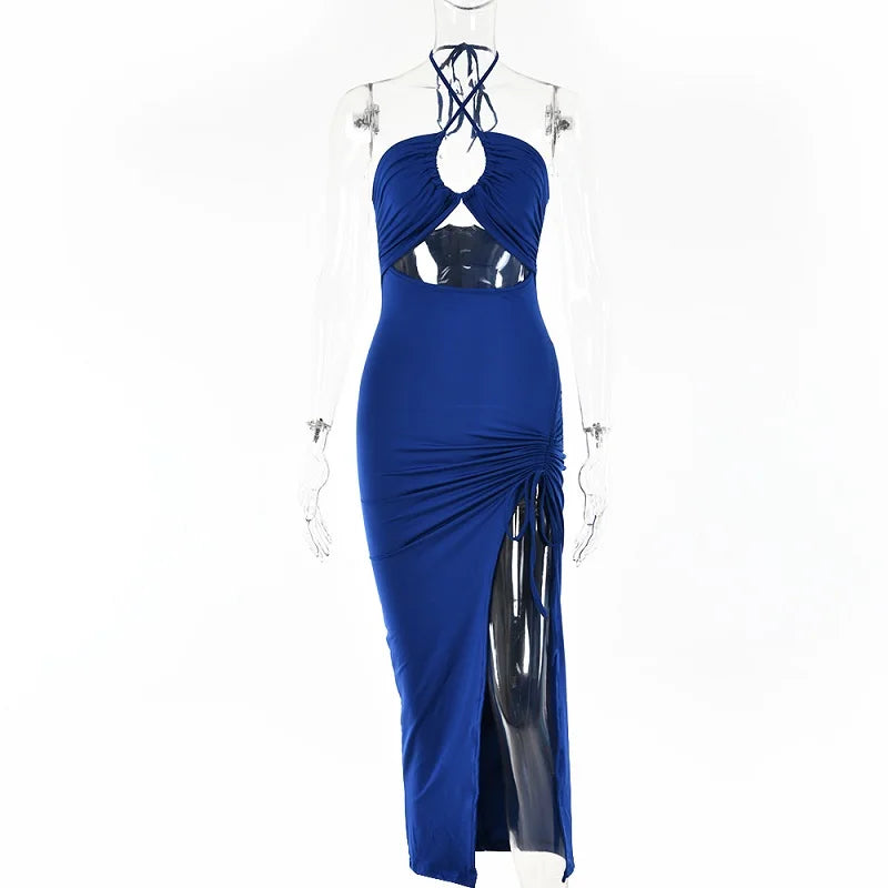 Women's Sexy Sleeveless Backless Midi Dress - Slim Fit Night Club Party Bodycon Vestidos Elegantes