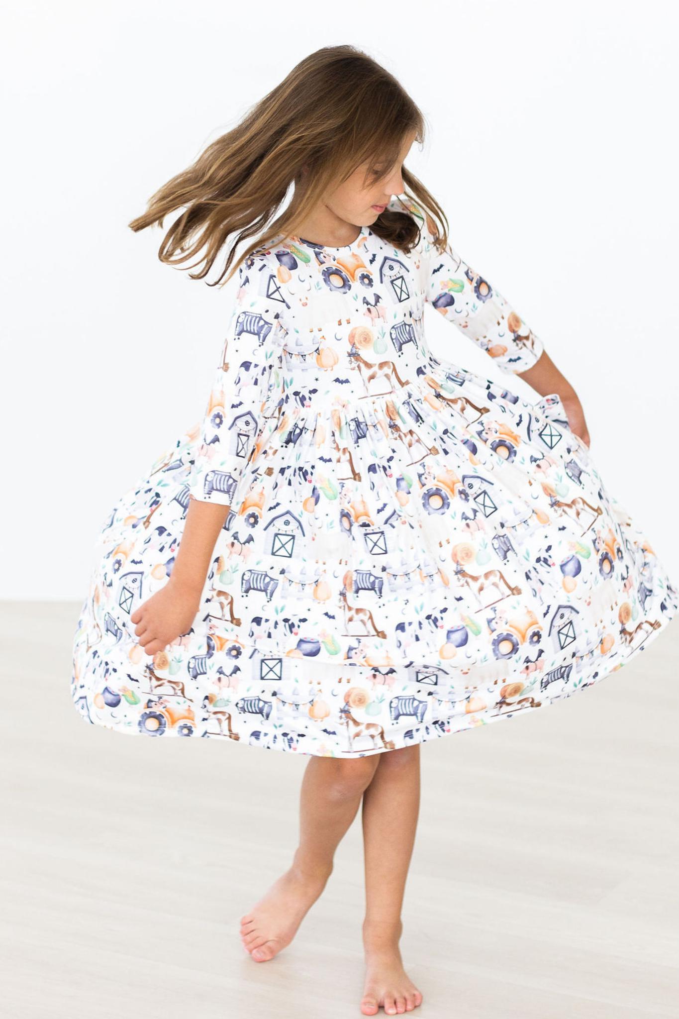 SALE Stay Spooky 3/4 Sleeve Pocket Twirl Dress