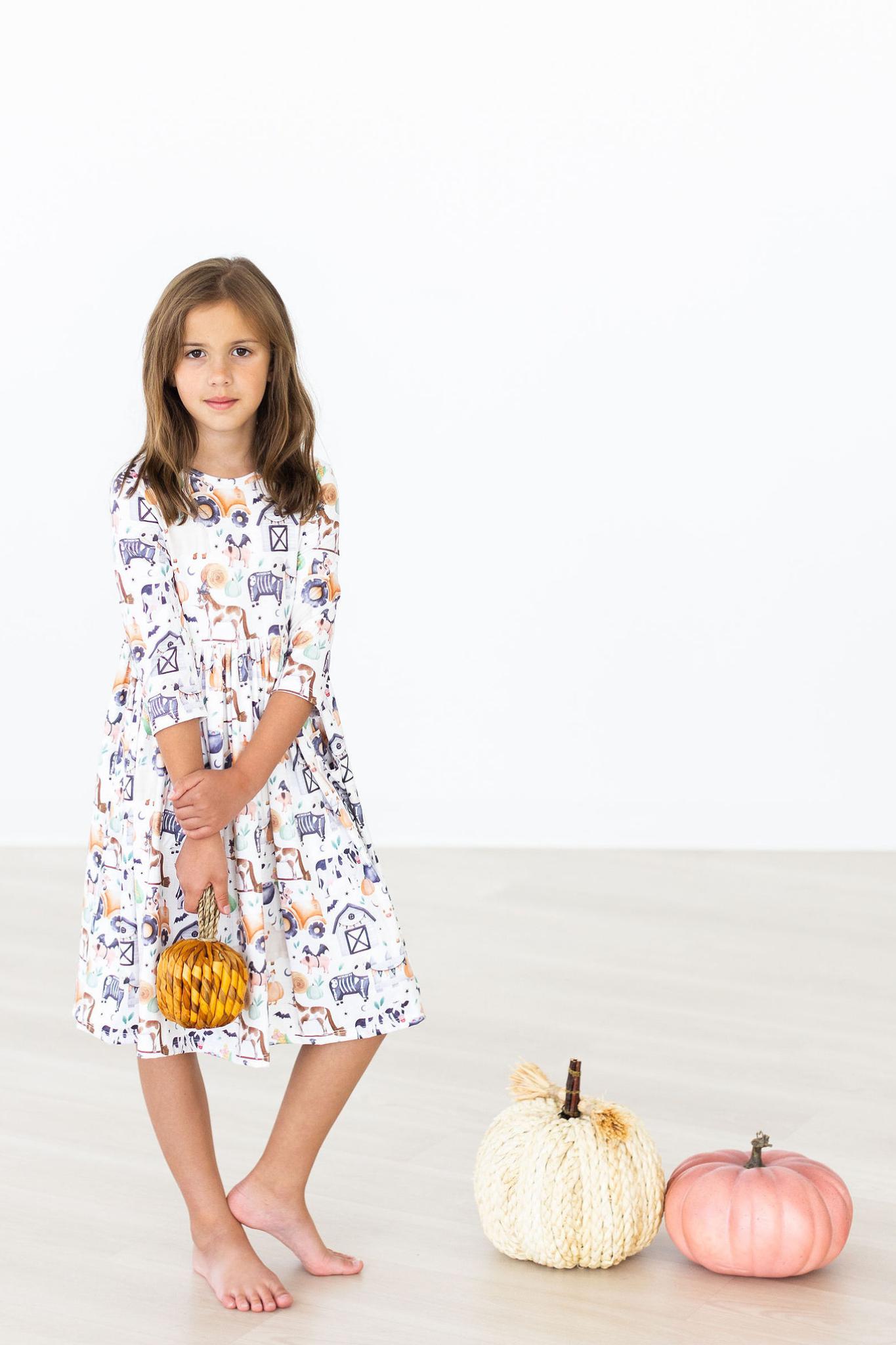 SALE Stay Spooky 3/4 Sleeve Pocket Twirl Dress