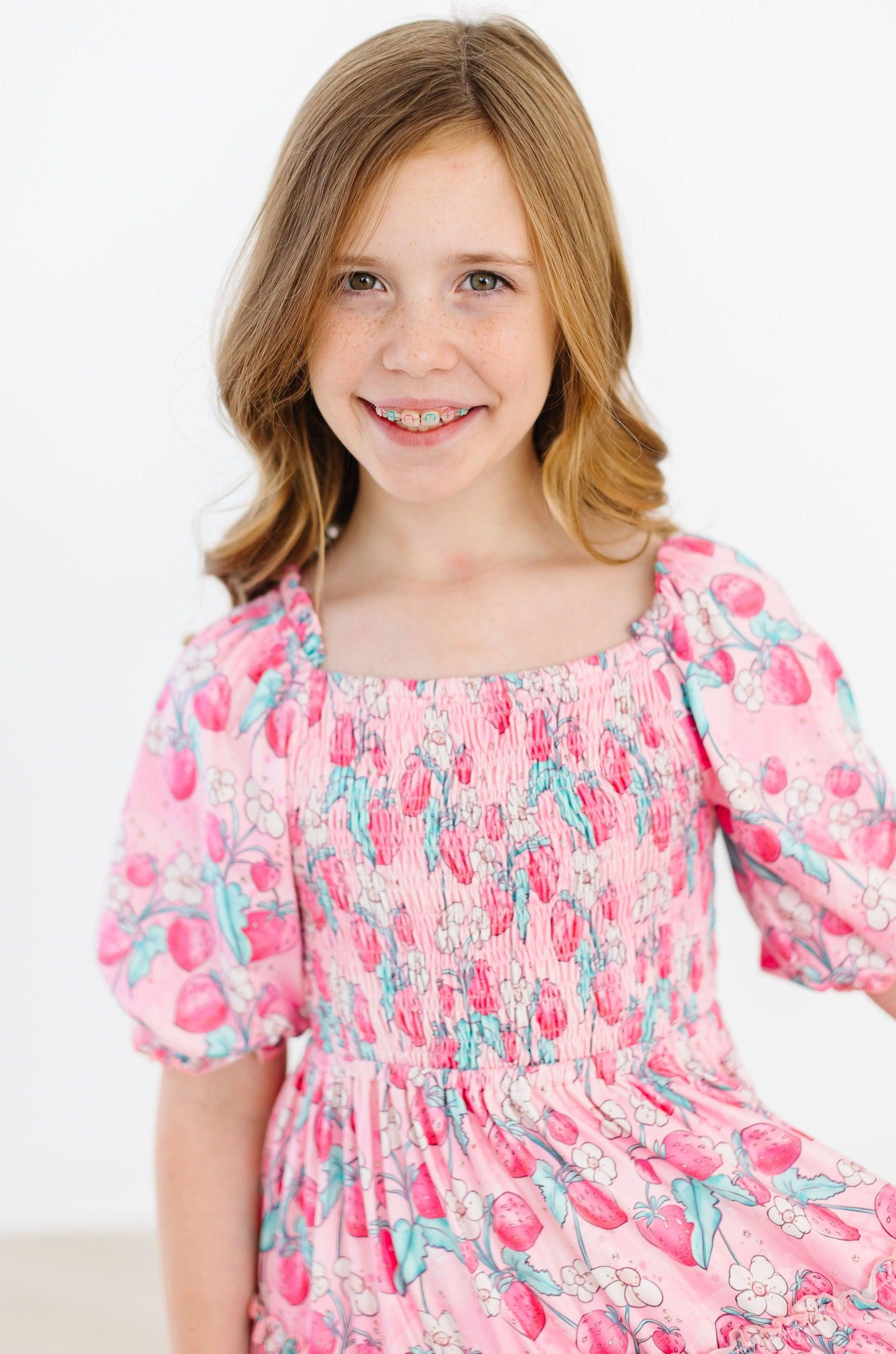 SALE Strawberry Shortcake Smocked Ruffle Dress