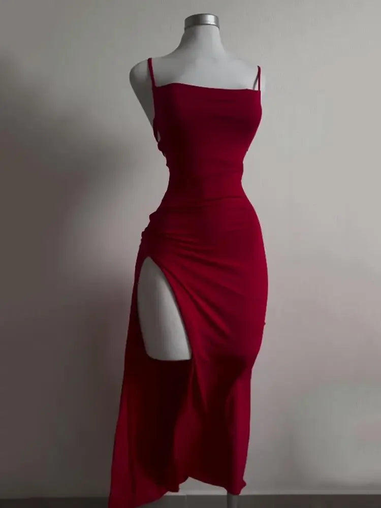 Women's Summer Halter Strap Bodycon Dress - Sexy Spice Girl Style Slim Fit Bag Hip Club Mini Dress