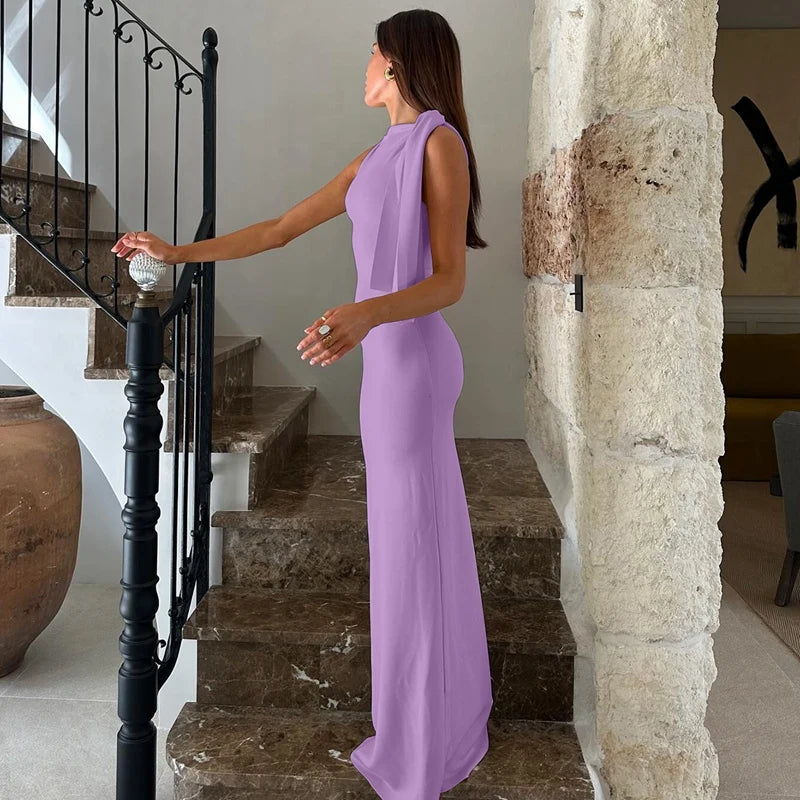 Product Title Hugcitar Solid O-Neck Sleeveless Patchwork Bodycon Maxi Dress - Sexy Summer Prom, Party & Y2K Festival Clubwear
