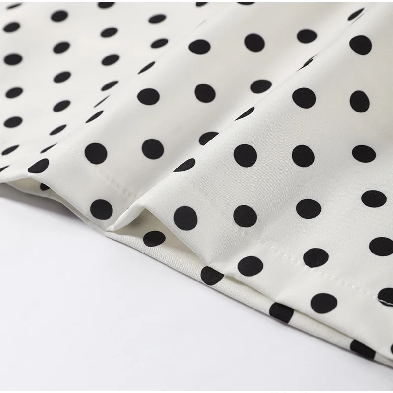 Women's Summer Hollow-Out Polka Dot Mini Dress - Sexy Slimming Hip-Package Party Dress with Belt & Zipper