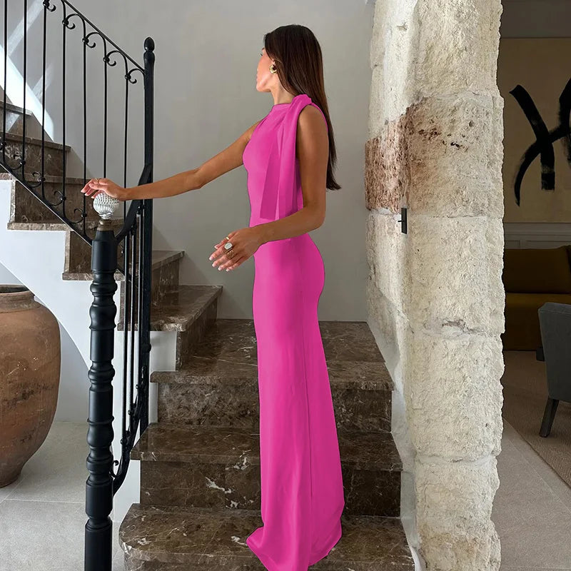 Product Title Hugcitar Solid O-Neck Sleeveless Patchwork Bodycon Maxi Dress - Sexy Summer Prom, Party & Y2K Festival Clubwear