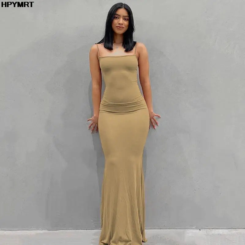 Serena Backless Satin Maxi Dress – Elegant Floor-Length Bodycon Slip
