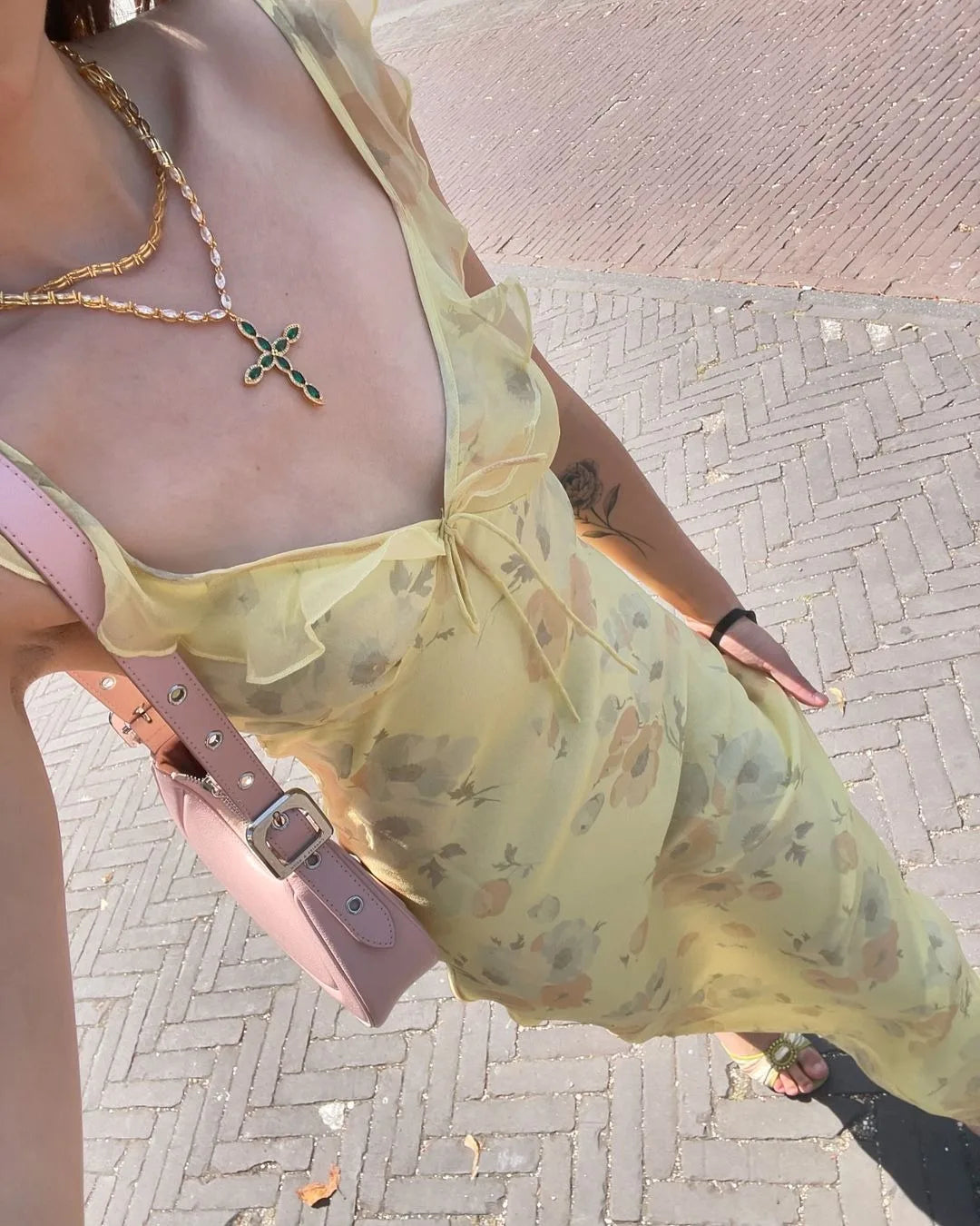 Cryptographic Elegant Plunging Neck Floral Maxi Dress - Fairycore Backless Summer Vacation Aesthetic Sun Dress