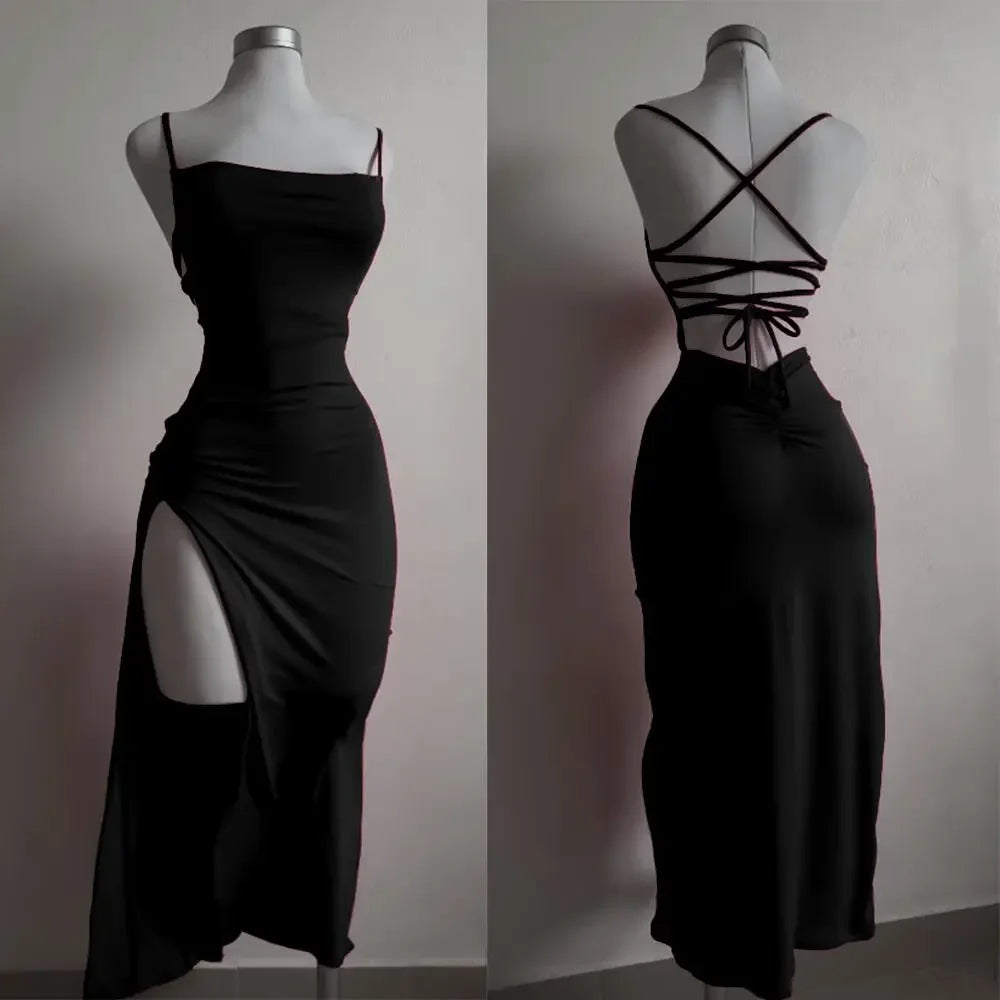 Women's Summer Halter Strap Bodycon Dress - Sexy Spice Girl Style Slim Fit Bag Hip Club Mini Dress