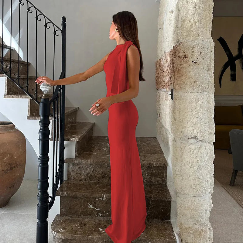 Product Title Hugcitar Solid O-Neck Sleeveless Patchwork Bodycon Maxi Dress - Sexy Summer Prom, Party & Y2K Festival Clubwear