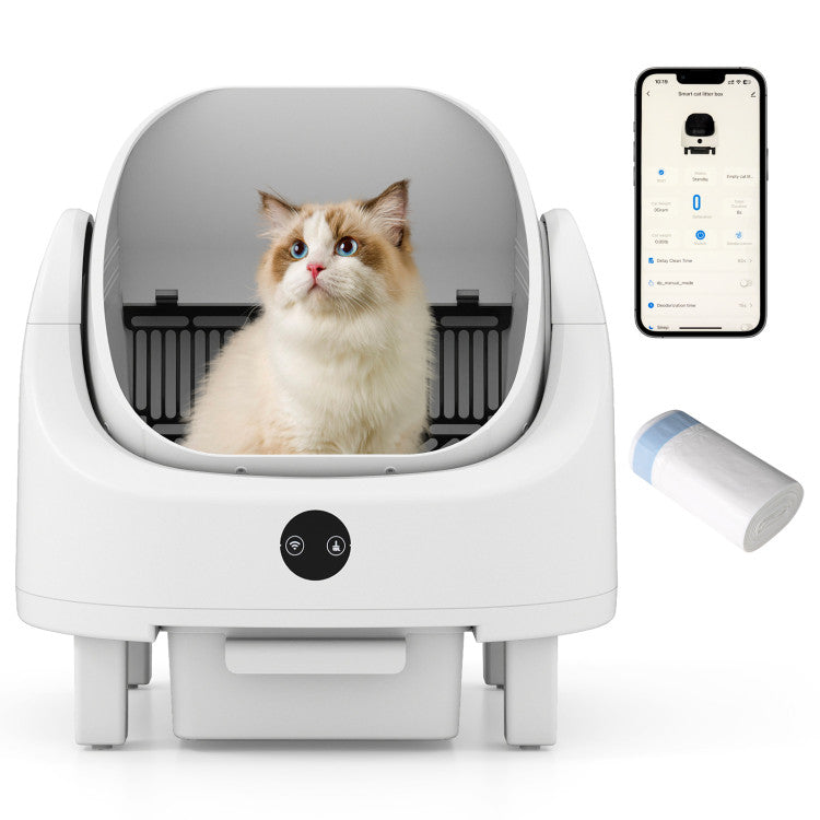 Self-Cleaning Open-Top Cat Litter Box with APP Control for Multi-Cat