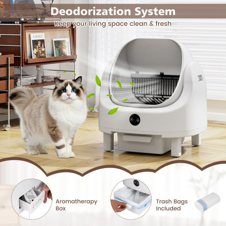 Self-Cleaning Open-Top Cat Litter Box with APP Control for Multi-Cat